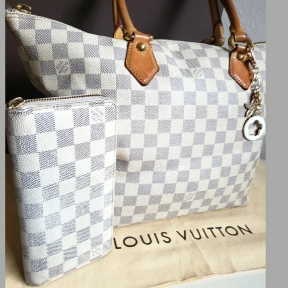 Louis Vuitton Damier Azur Saleya MM Bag & Matching Zippy Wallet - Picture 11 of 16